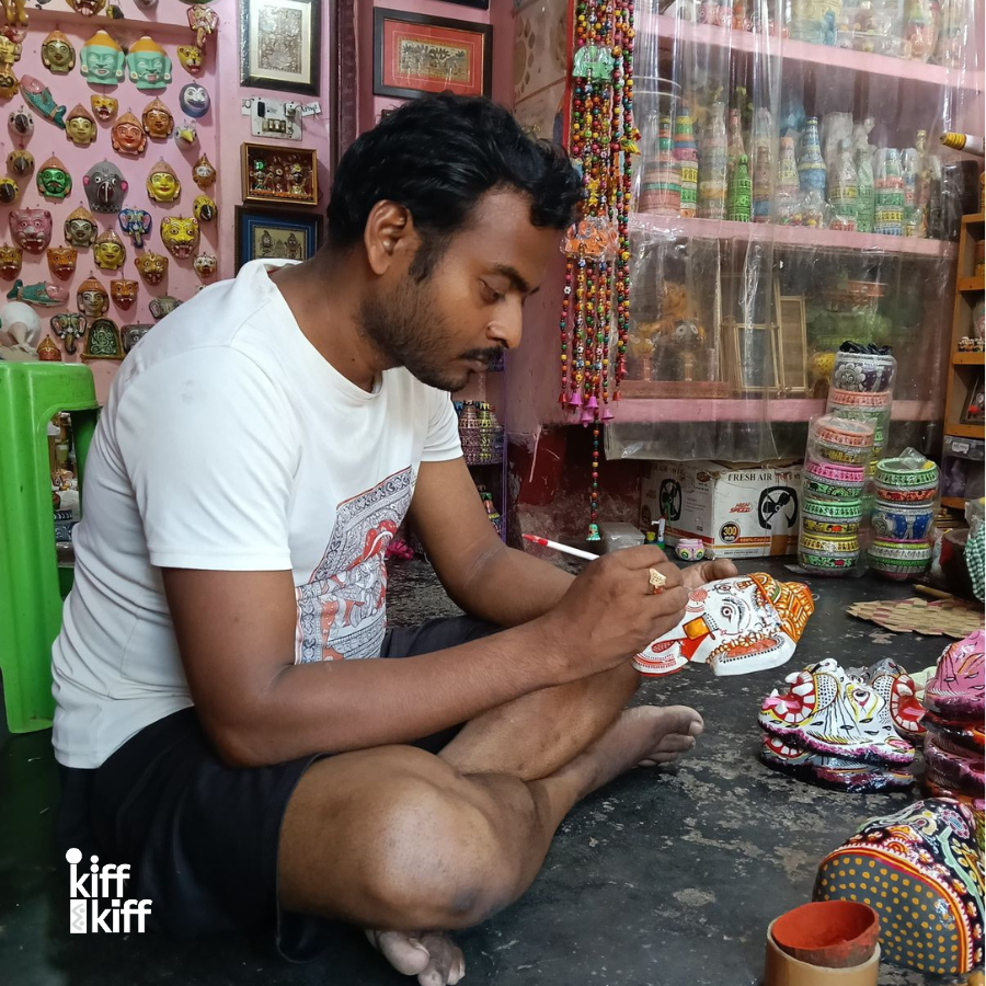 Masque décoration murale Inde Jambaban vert