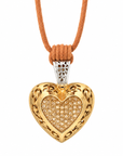 GAS BIJOUX - COLLIER CORACAO SUR LIEN CUIR MARRON