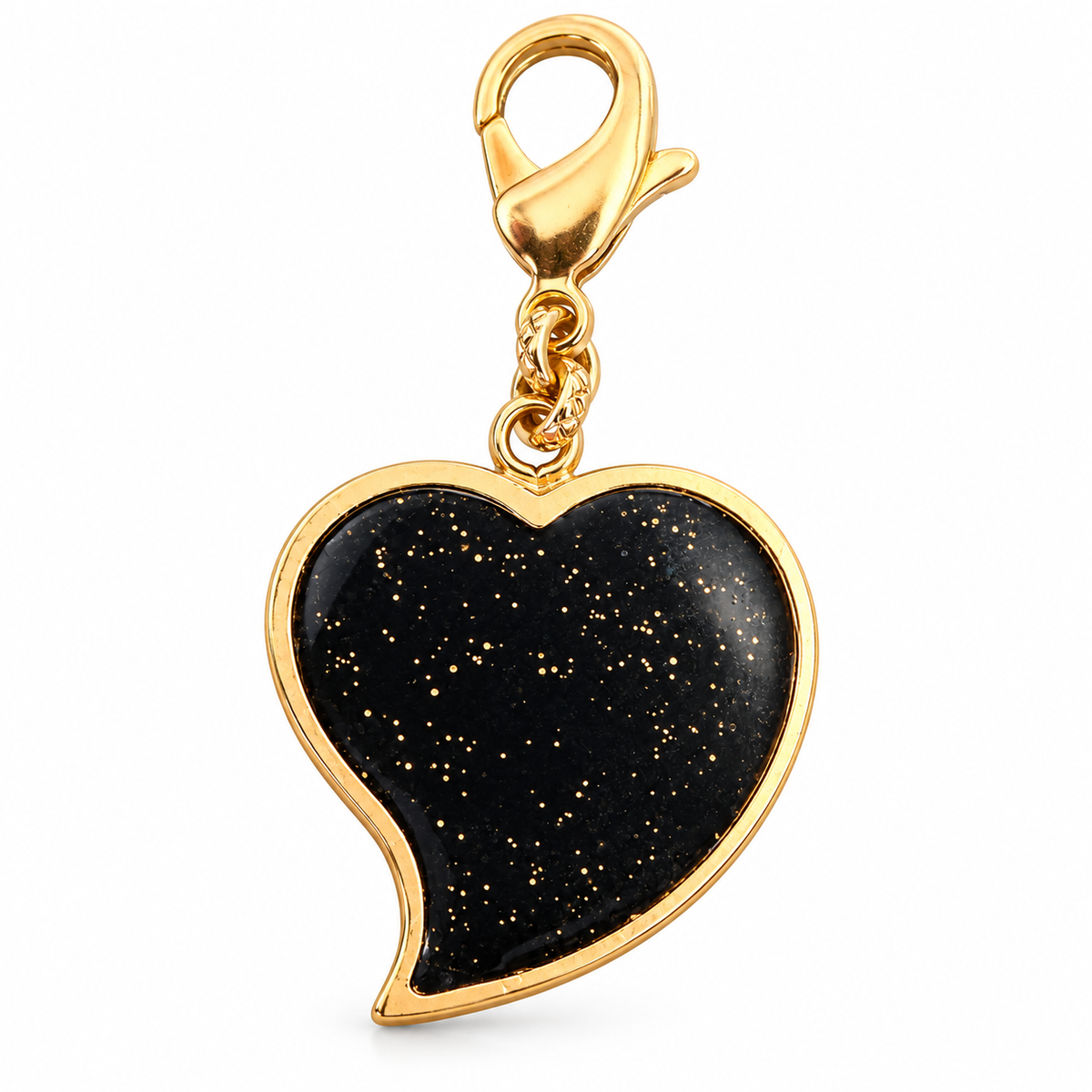 GAS BIJOUX - CHARMS COEUR MIRAGE GM - NOIR ET PAILLETTES OR