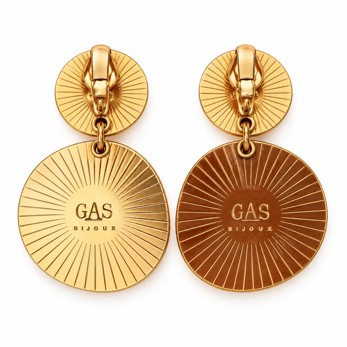 GAS BIJOUX - BOUCLES D'OREILLES DIVA DOUBLE NUAGE PETITE MODELE - CLIPS - MÉTAL DORÉ