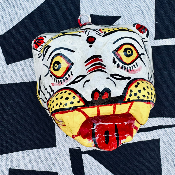 Masque décoration murale Inde tigre blanc 10cm