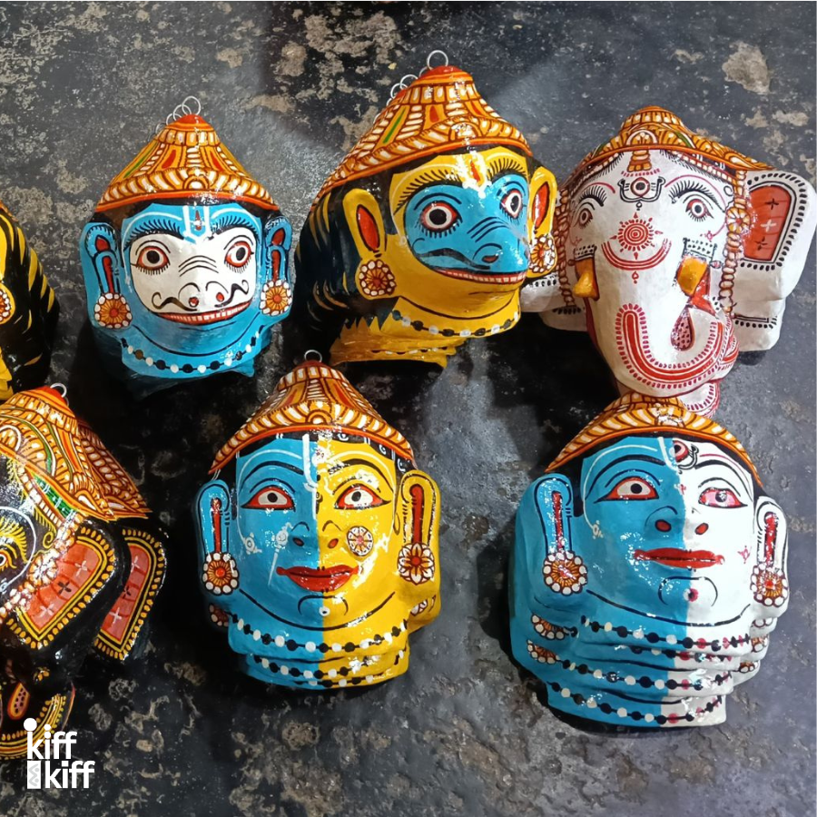 Masque décoration murale Inde Jambaban vert