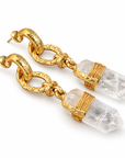 GAS BIJOUX - BOUCLES D'OREILLES AVENTURA - MÉTAL DORÉ - CRISTAL DE ROCHE
