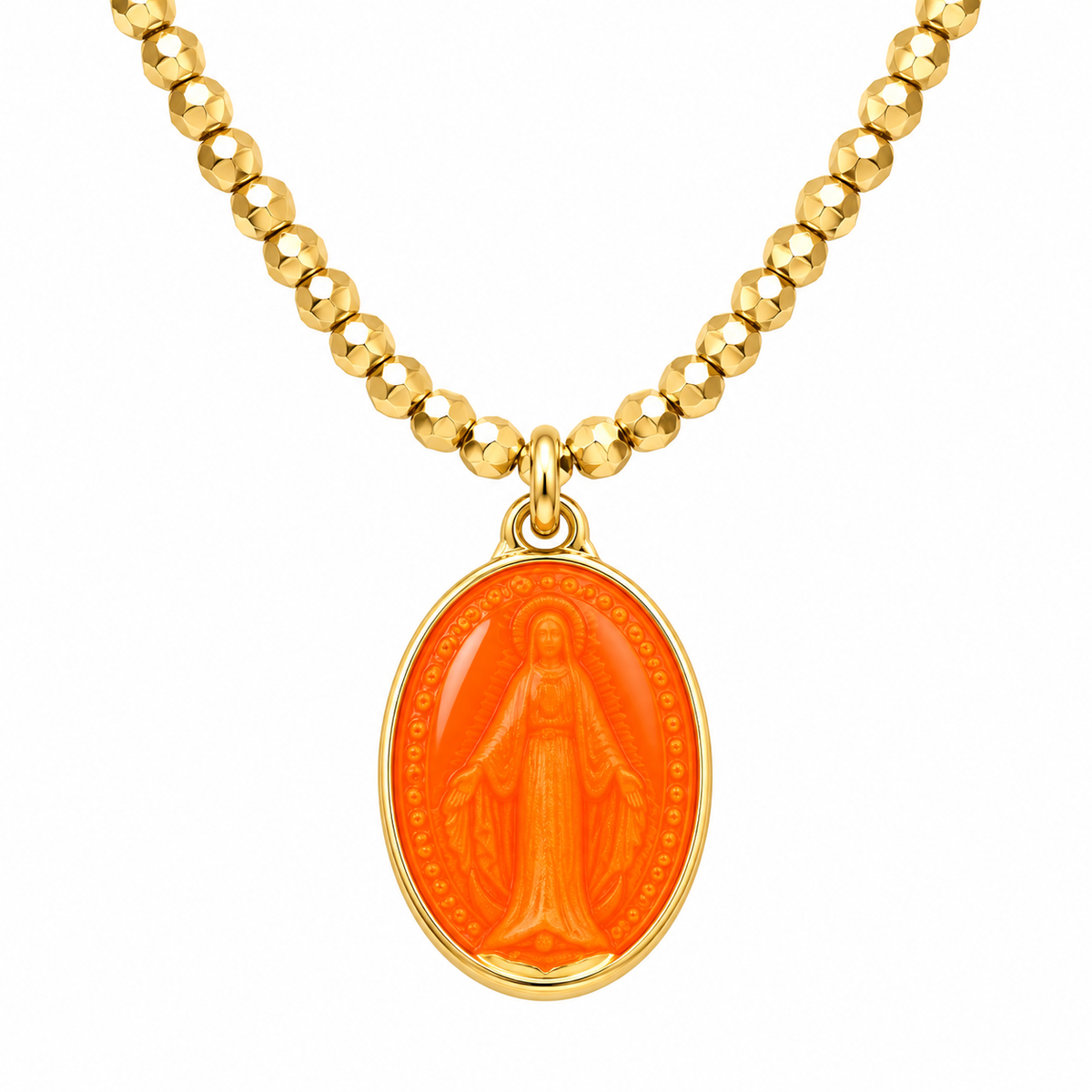 LE MONDE EST STONE - COLLIER VIERGE MIRACULEUSE - ORANGE