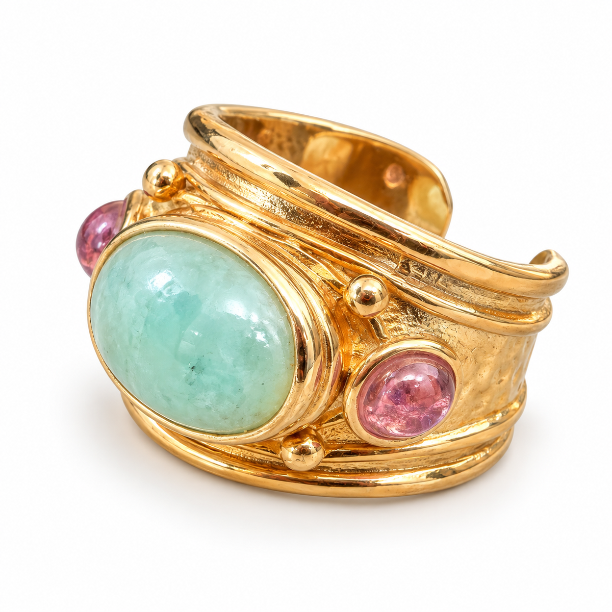 GAS BIJOUX - BAGUE SIMONE - FLUORITE VERTE ET AMÉTHYSTE - TAILLE XL