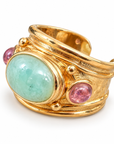 GAS BIJOUX - BAGUE SIMONE - FLUORITE VERTE ET AMÉTHYSTE - TAILLE XL