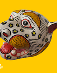 Masque léopard blanc artisanal en papier mâché Inde