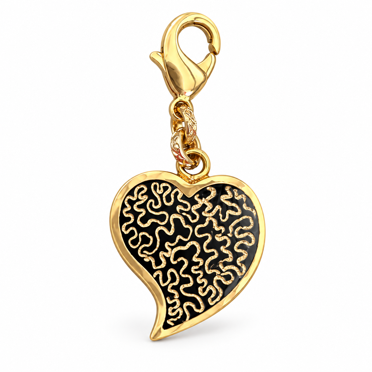 GAS BIJOUX - CHARMS MIRAGE PETIT COEUR - EMAIL NOIR ARABESQUE DORE