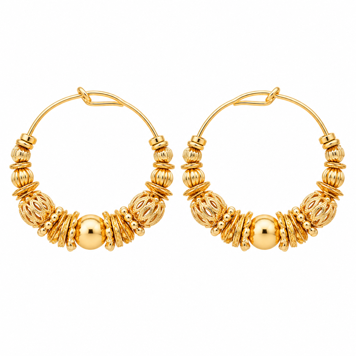 GAS BIJOUX - BOUCLES D'OREILLES CRÉOLES ALOHA - MÉTAL DORÉ