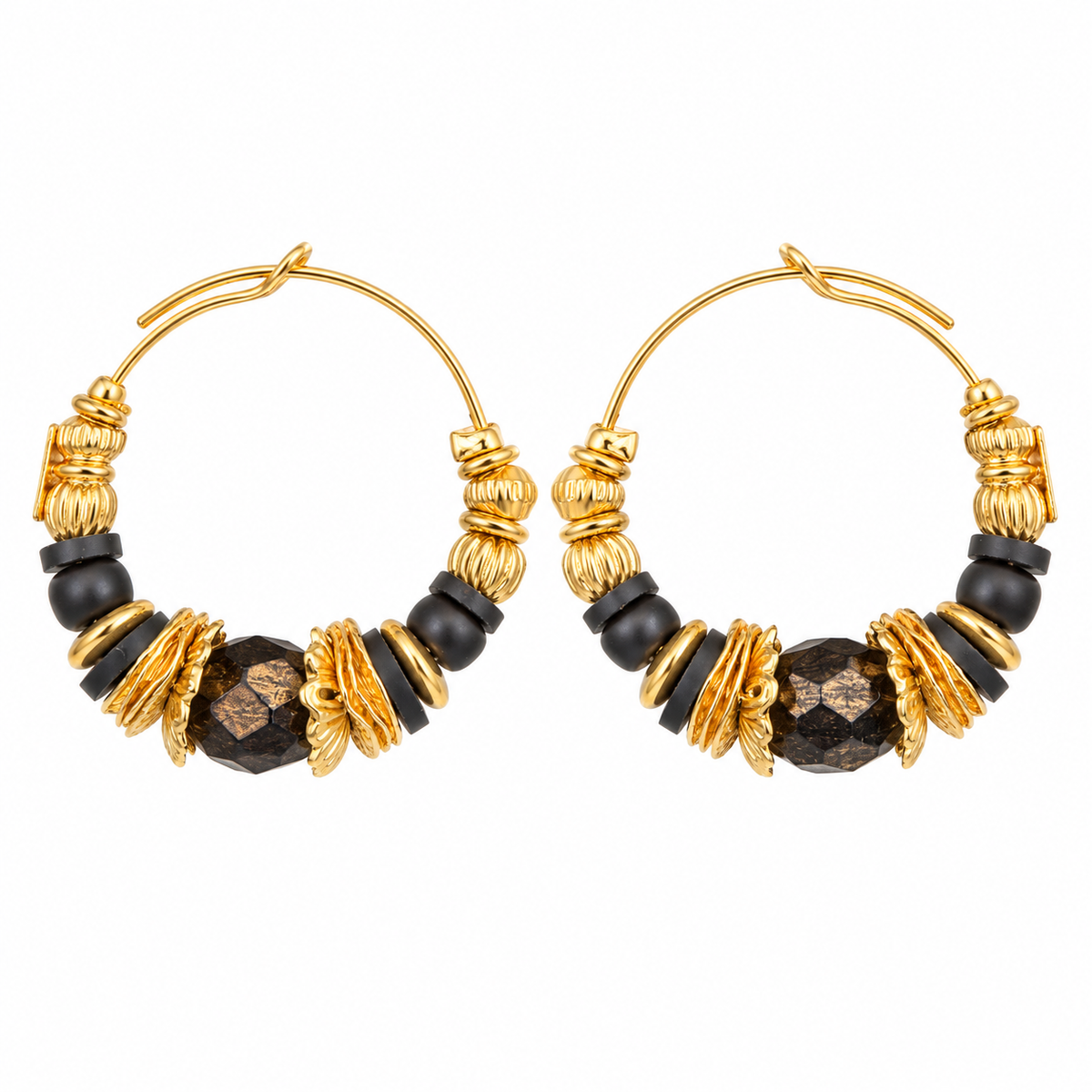 GAS BIJOUX - BOUCLES D'OREILLES CRÉOLES ALOHA - MÉTAL DORÉ