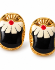 GAS BIJOUX - BOUCLES D'OREILLES PUCES SCARAMOUCHE ÉMAIL - MÉTAL DORÉ