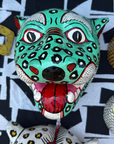 Masque léopard vert artisanal en papier mâché, Odisha Inde