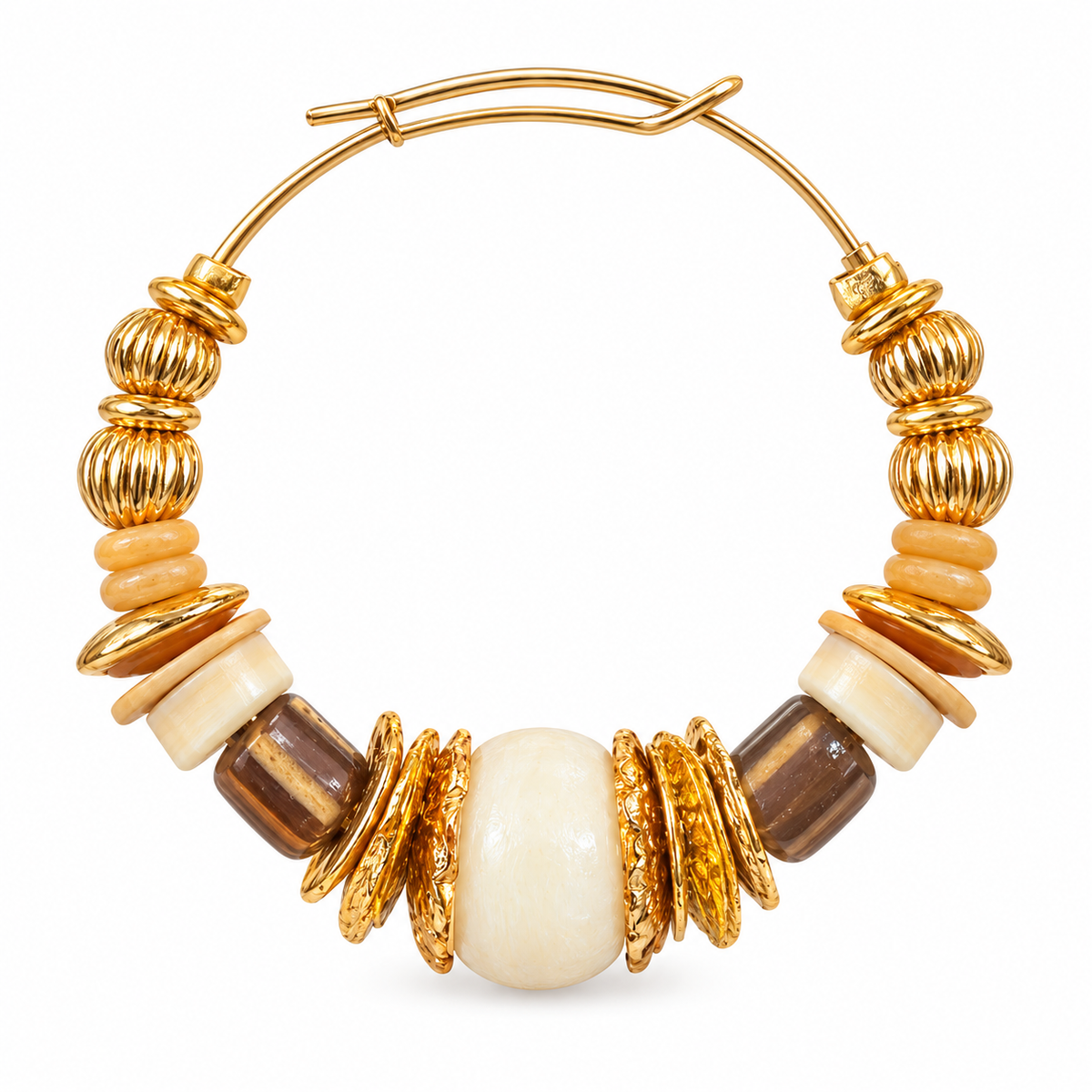 GAS BIJOUX - BOUCLES D'OREILLES CREOLES ALOHA - METAL DORE