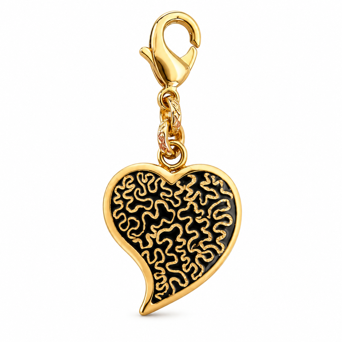 GAS BIJOUX - CHARMS MIRAGE PETIT COEUR - EMAIL NOIR ARABESQUE DORE