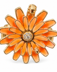 GAS BIJOUX - BAGIUE FLOWER TONS MANDARINE - MÉTAL DORÉ - AJUSTABLE