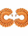 GAS BIJOUX - BOUCLES D'OREILLES CREOLES CROCUS RAPHIA CARAMEL - METAL DORÉ