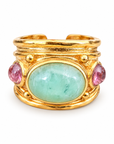 GAS BIJOUX - BAGUE SIMONE - FLUORITE VERTE ET AMÉTHYSTE - TAILLE XL