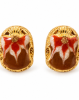 GAS BIJOUX - BOUCLES D'OREILLES PUCES SCARAMOUCHE ÉMAIL - MÉTAL DORÉ