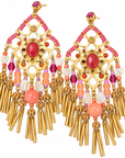 GAS BIJOUX - BOUCLES D'OREILLES REINE - MÉTAL DORÉ - ROSE
