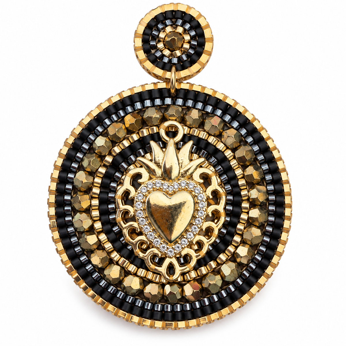 HYPNOCHIC - BOUCLES D'OREILLES COLLECTION MARIE - NOIR ET OR