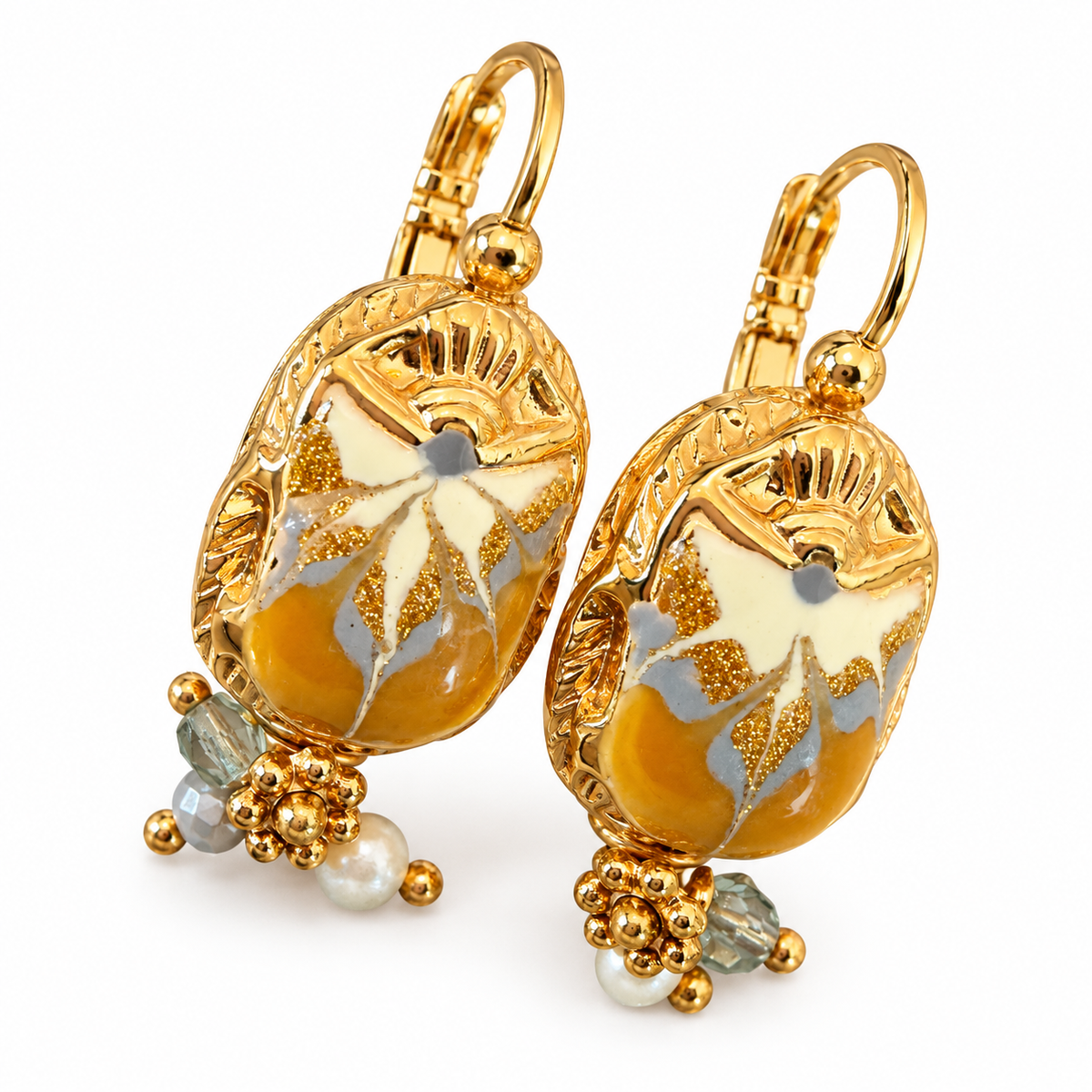 GAS BIJOUX - BOUCLES D'OREILLES SCARAMOUCHE BIS - KAKI - MÉTAL DORÉ
