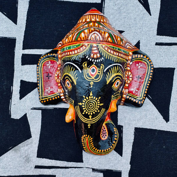 Masque décoration murale Inde Ganesh noir 