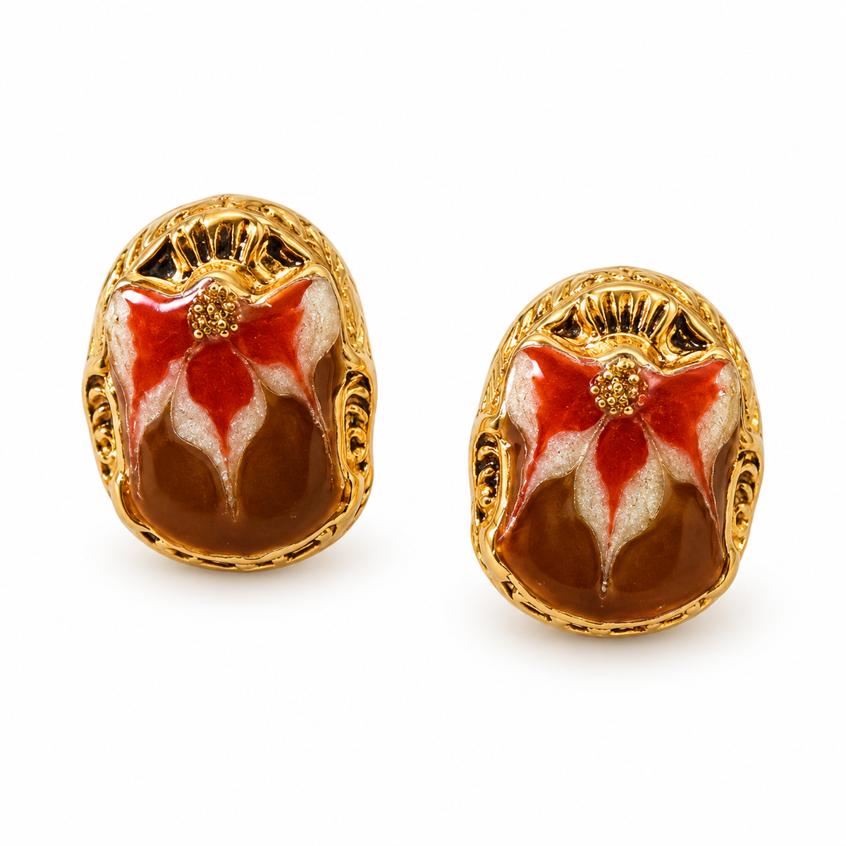 GAS BIJOUX - BOUCLES D'OREILLES PUCES SCARAMOUCHE ÉMAIL - MÉTAL DORÉ