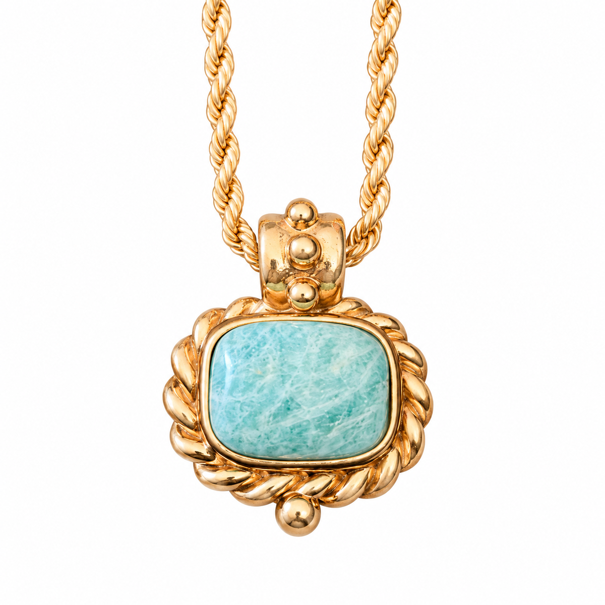 GAS BIJOUX - COLLIER AMARANTE DORÉ - AMAZONITE