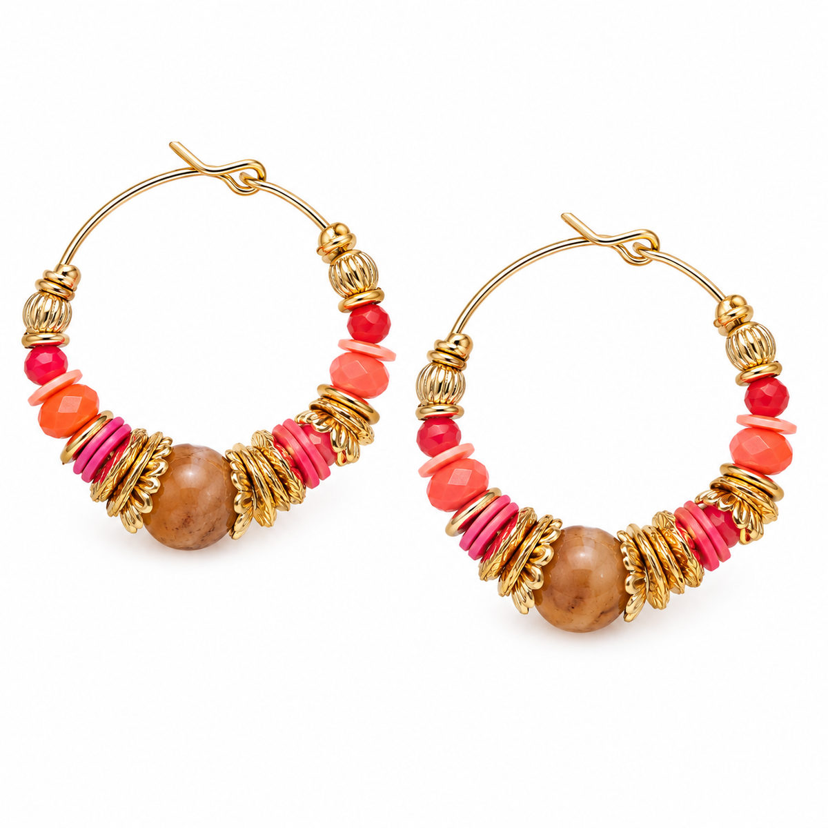 GAS BIJOUX - BOUCLES D'OREILLES CREOLES ALOHA - MÉTAL DORÉ