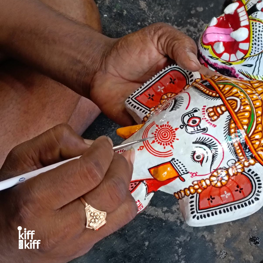 Masque décoration murale Inde Ganesh noir 
