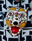 Masque léopard blanc artisanal en papier mâché Inde
