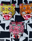 Masque décoration murale Inde tigre rose 21cm papier mâché