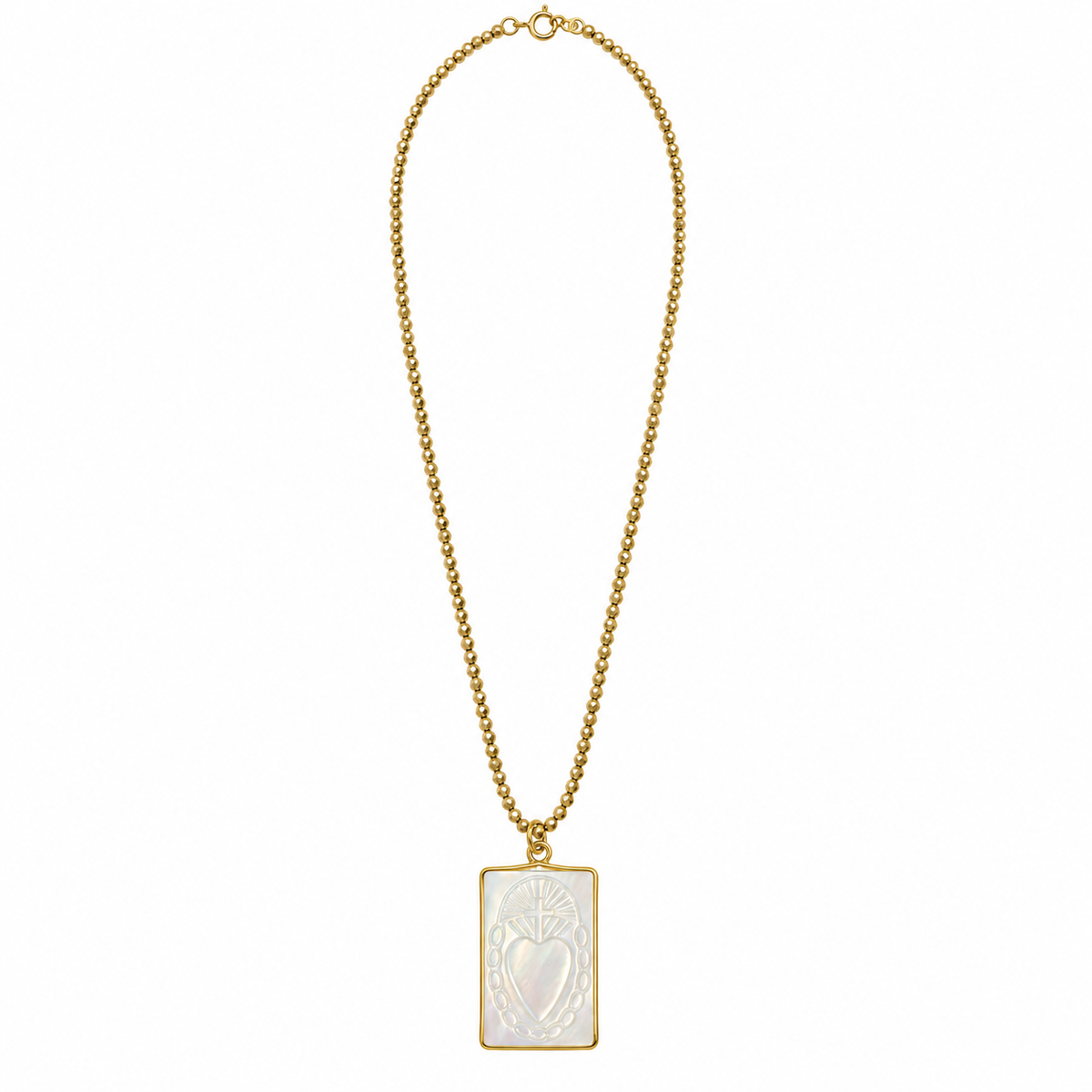 LE MONDE EST STONE - SAUTOIR EX-VOTO - RECTANGLE NACRE