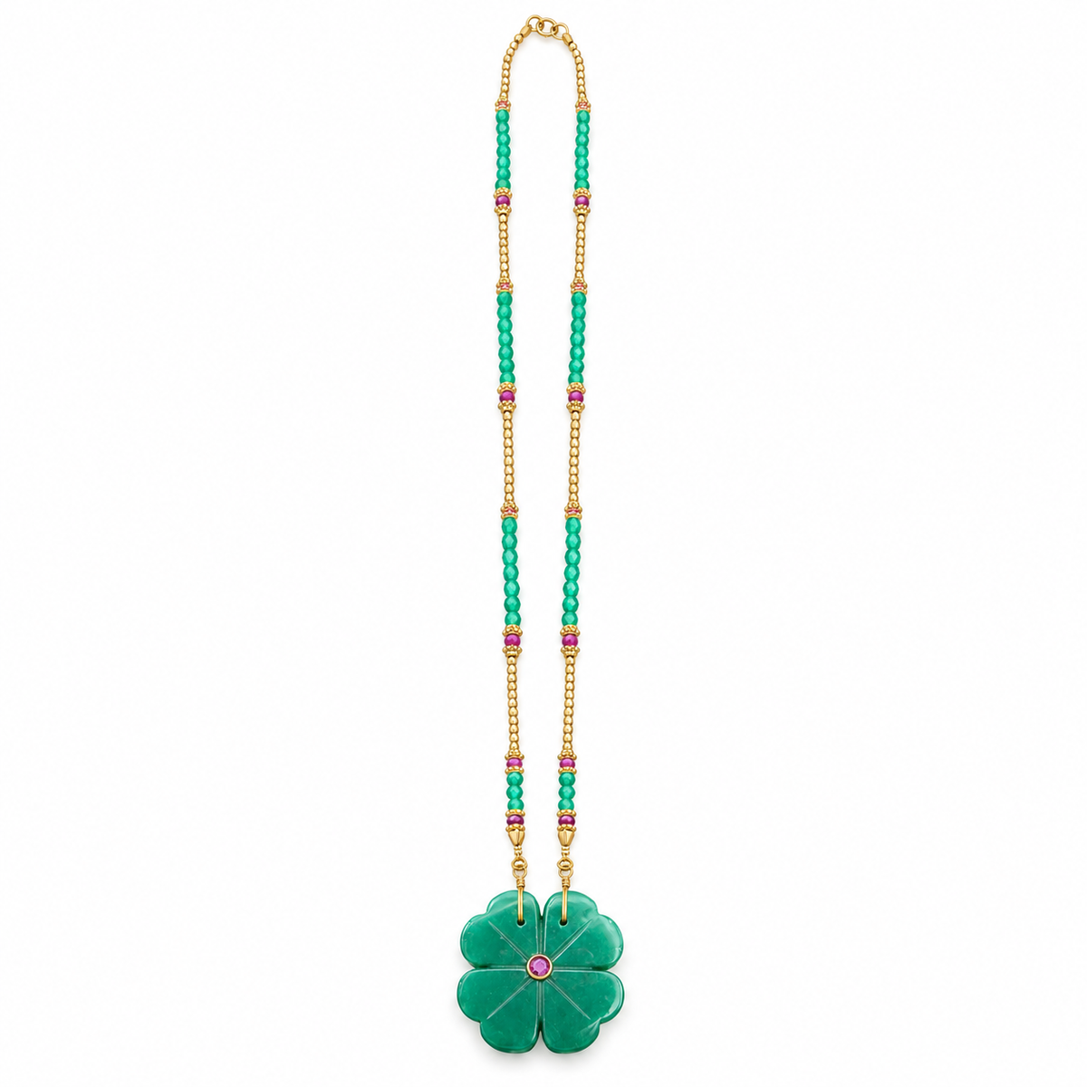LE MONDE EST STONE - SAUTOIR FLOWER XL JADE VERT