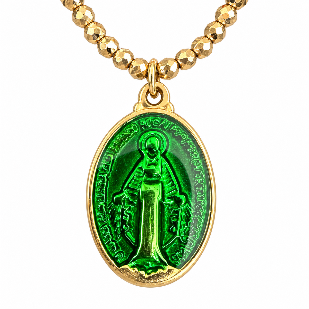 LE MONDE EST STONE - COLLIER VIERGE MIRACULEUSE - VERT