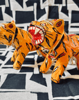 Statuette Tigre Tête Articulée, Papier Mâché, Inde