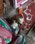 Masque décoration murale Inde Jambaban vert