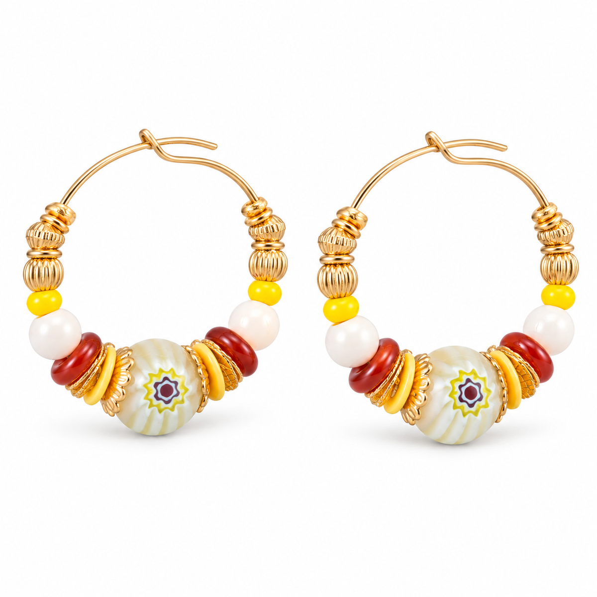 GAS BIJOUX - BOUCLES D'OREILLES CRÉOLES ALOHA - METAL DORÉ