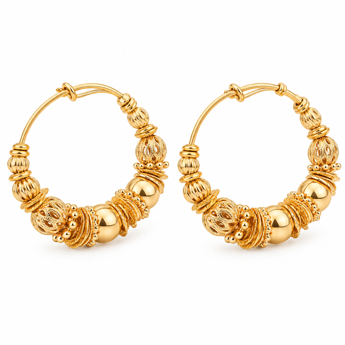 GAS BIJOUX - BOUCLES D'OREILLES CRÉOLES ALOHA - MÉTAL DORÉ