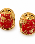 GAS BIJOUX - BOUCLES D'OREILLES PUCES SCARAMOUCHE ÉMAIL - MÉTAL DORÉ