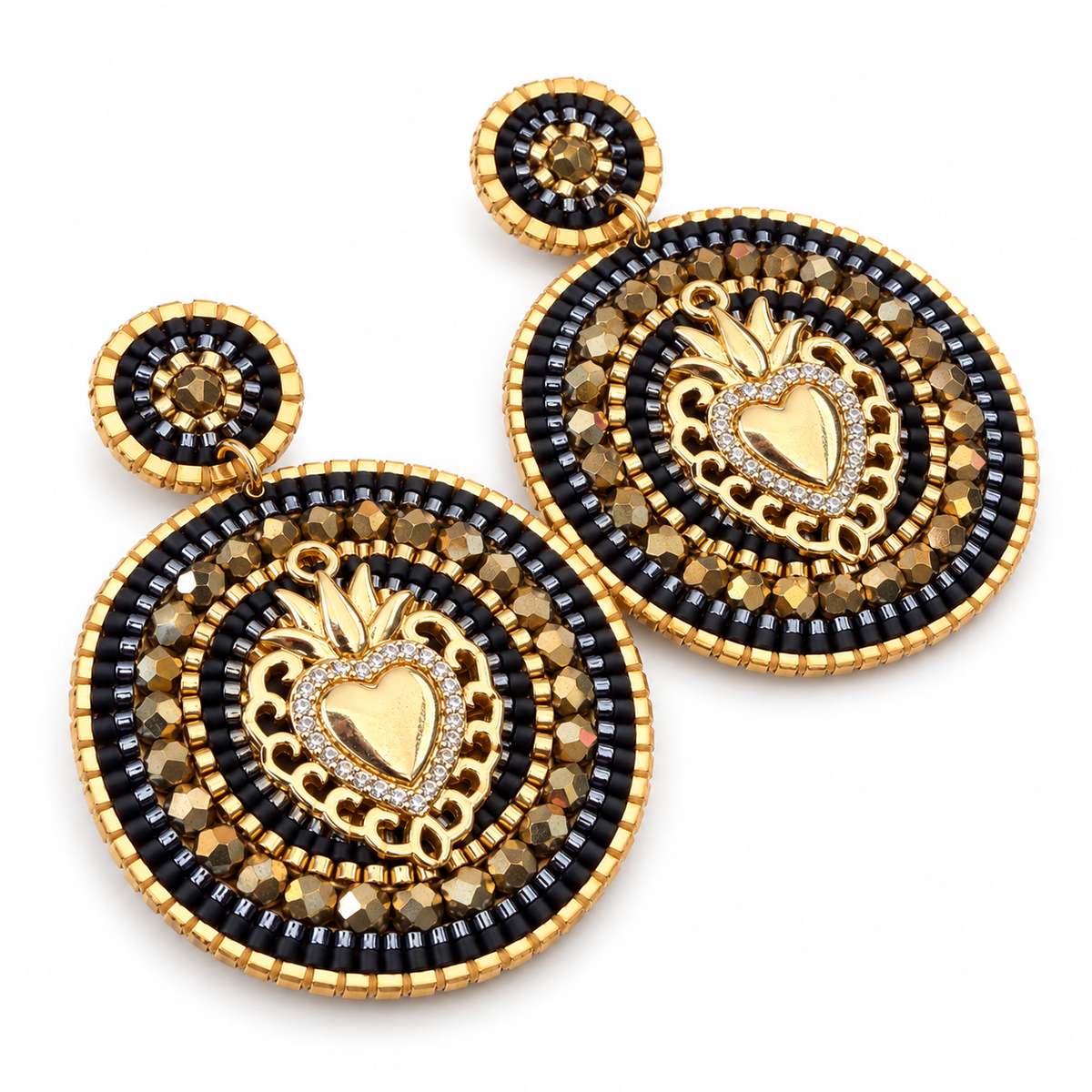 HYPNOCHIC - BOUCLES D'OREILLES COLLECTION MARIE - NOIR ET OR