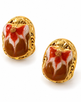 GAS BIJOUX - BOUCLES D'OREILLES PUCES SCARAMOUCHE ÉMAIL - MÉTAL DORÉ