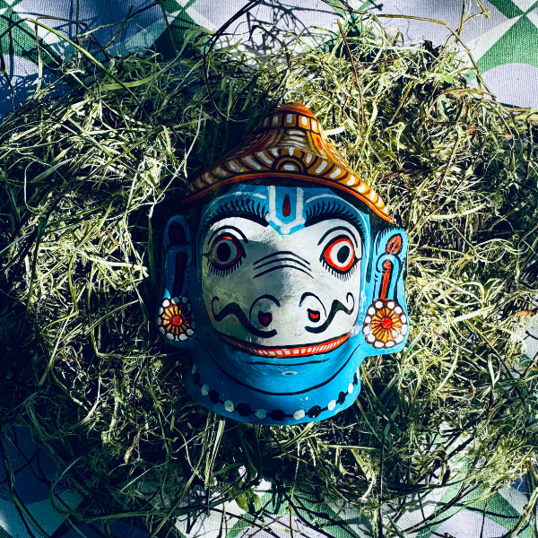 Masque décoration murale Indien Jambaban papier maché