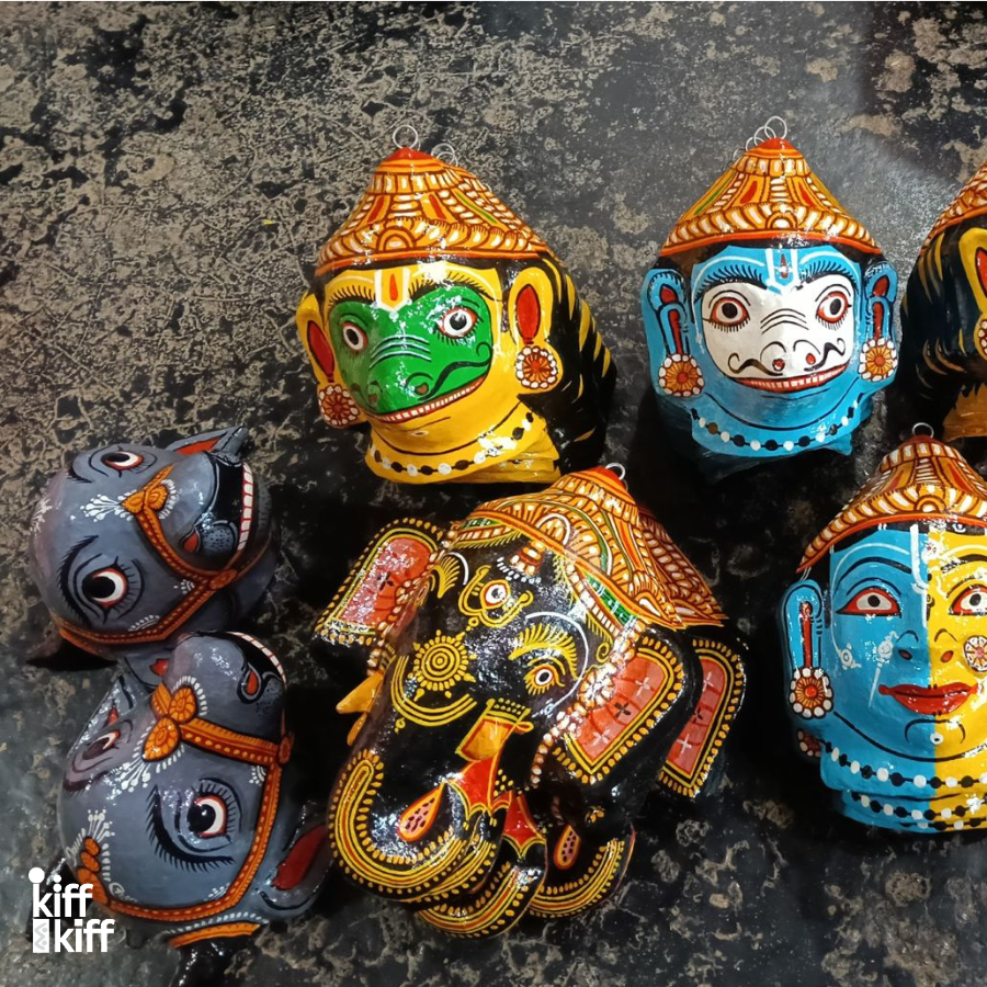 Masque décoration murale Inde Jambaban vert