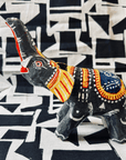 Statuette Éléphant Tête Articulée, Papier Mâché, Inde