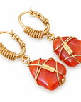 GAS BIJOUX - BOUCLES D'OREILLES TAO RAINBOW MÉTAL DORÉ - CORNALINE