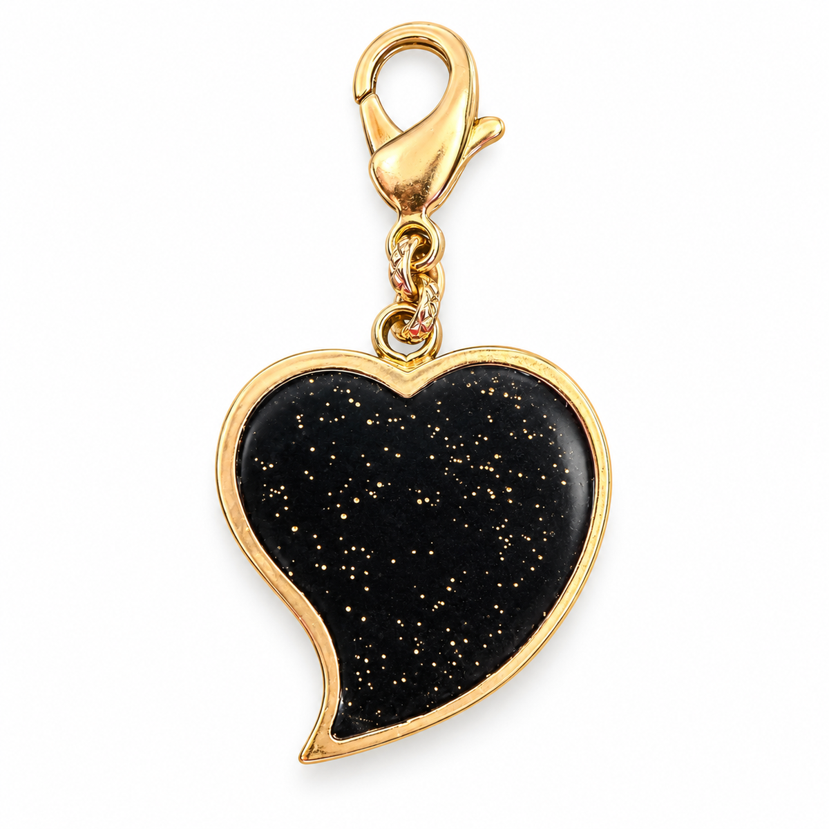 GAS BIJOUX - CHARMS COEUR MIRAGE GM - NOIR ET PAILLETTES OR