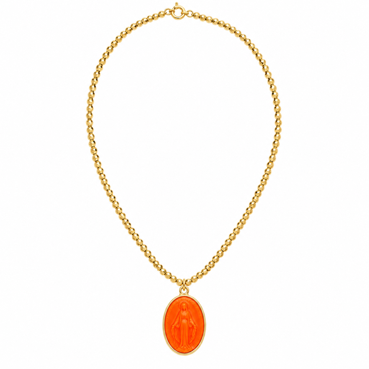 LE MONDE EST STONE - COLLIER VIERGE MIRACULEUSE - ORANGE