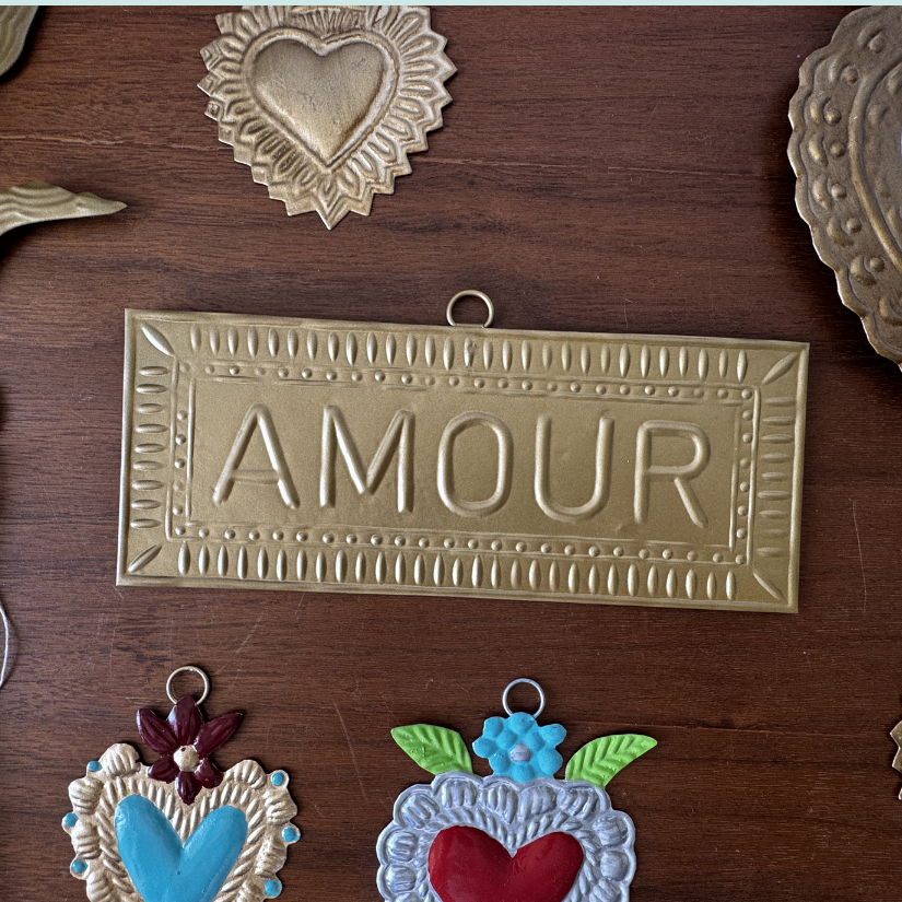 Plaque murale doré AMOUR