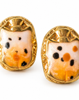 GAS BIJOUX - BOUCLES D'OREILLES PUCES SCARAMOUCHE EMAIL - METAL DORÉ